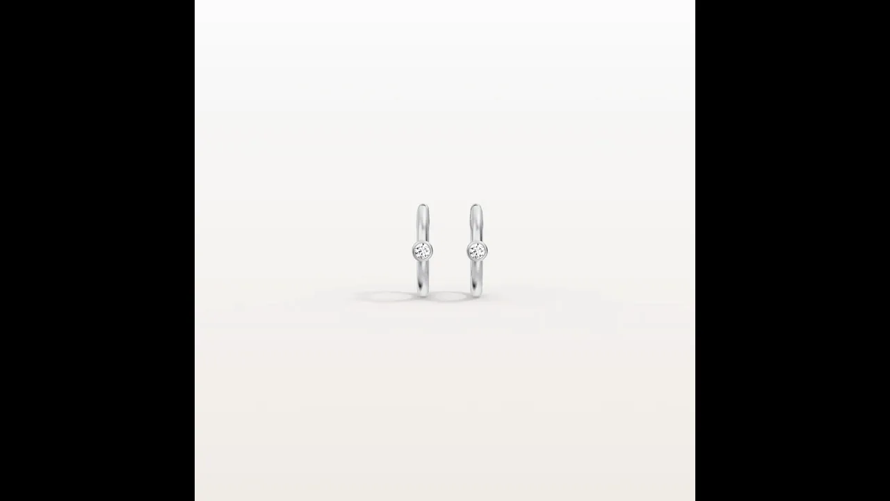 12mm Round Lab-Grown Diamond Huggie Hoop Earrings in 14K Gold/Platinum