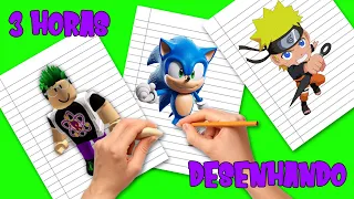DESENHANDO SONIC, NARUTO, ROBLOX E MUITO MAIS!!! 3 HORAS!!!