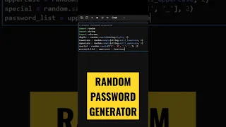 RANDOM PASSWORD GENERATOR USING PYTHON