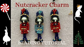 Tiny Beaded Nutcracker tutorial 2020 Christmas Earrings DIY Holiday Charm