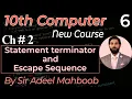 Statement terminator and Escape Sequence 10th class computer science new book chapter 2