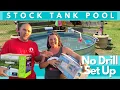 DIY Stock Tank Pool NO HOLE Set Up DO NOT DRILL HOLES FLowclear Waterfall Intex Pool Skimmer