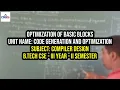 Optimization Of Basic Blocks Code Generation and Optimization Compiler Design CSE DBS Talks