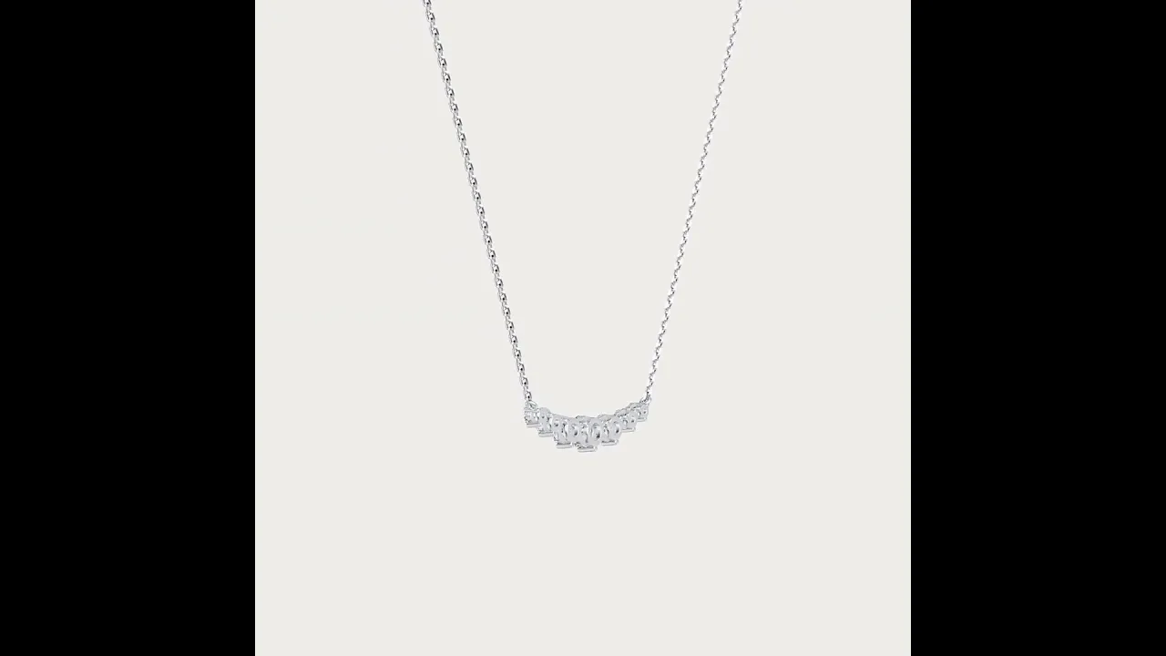 Lab-Grown Diamond Cluster Bar Necklace in 14K Solid Gold / Platinum