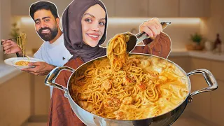 ألذ معكرونة بالجمبري كريمية خلال ٢٠ دقيقة فقط، خطيرة🤌🏻shrimp spaghetti recipe, a dinner miracle 🦐