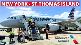 American NEW airbus A319 cabin New York-St Thomas Island American economy class Trip Report