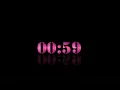 60 Seconds Countdown like a digital clock in pink in High Definition