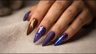 Beginner Nail Tutorial - How to Create Beautiful Fall Cat Eye & Glitter Nails