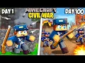 I Survived 100 Days in a CIVIL WAR in Minecraft