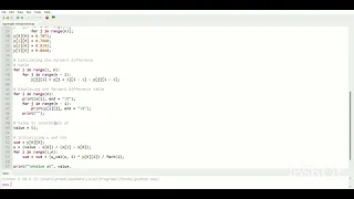Newton Interpolation Formula Using python