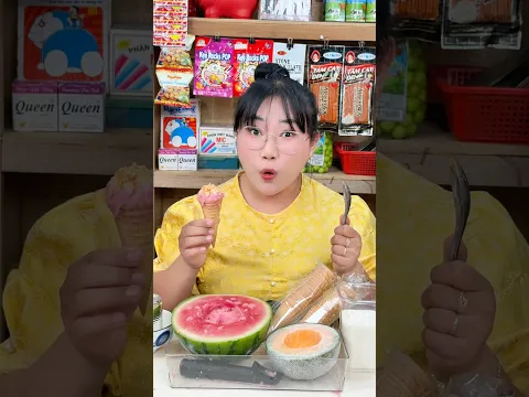 Kem ốc quế trái cây đông đá #cantinbaton #mukbang