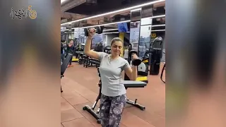 شاهد رقص الفنانة دينا فؤاد في صالة الجيم 