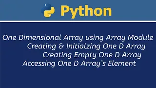 One Dimensional Array using Array Module Python in Hindi
