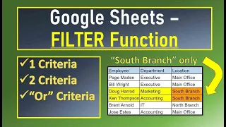 Google Sheets Filter Function