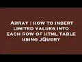 Array how to insert limited values into each row of html table using jQuery