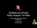 2021 Dahl-Nygaard Junior Prize Keynote Scalable and Precise Static Analysis For Real