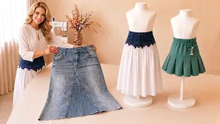 3 Ways to Turn Old Pants into Skirts | DIY Upcycle Tutorial