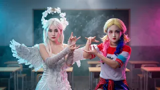 Who Is Copying Whom? The White Angel And Harley Quinn's Mirror Magic!#Angel