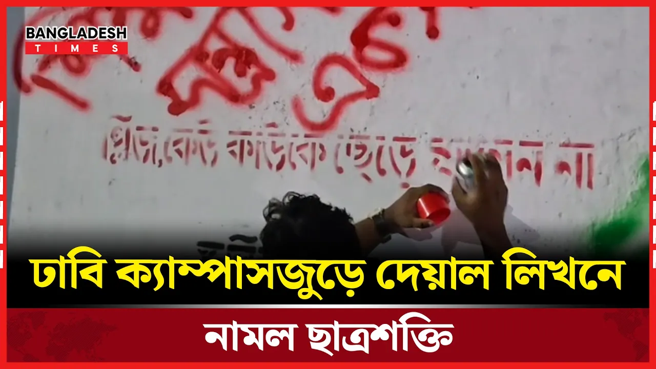 এবার ঢাবির ক্যাম্পাসজুড়ে ছাত্রশক্তির দেওয়াল লিখন