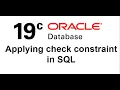 Applying check constraint in SQL