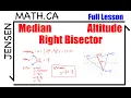 Equations of MEDIANS RIGHT BISECTORS ALTITUDES