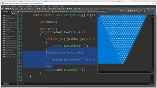 Reverse Pyramid in Star Number and Character Pattern In Java Pat-4