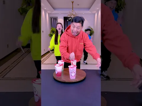 The Blindfolded Milk Tea Drinking Challenge,So Exciting, Give It A Try! #Funnyfamily #Partygames