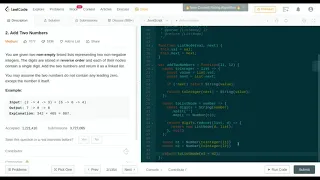 Leetcode Add Two Numbers Javascript Solution