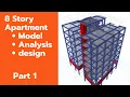 8 Story Apartment Structural design on ETABS modeling analysis design civil engineering part 1