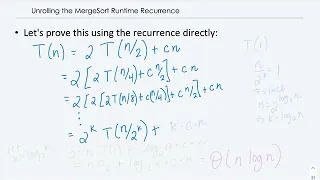 Mergesort recurrence unrolling
