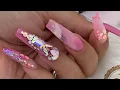 Doing my own nails XL acrylic design