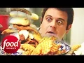 Adam Struggles To Beat This 5 LB Sandwich Filled With All Kinds Of BBQ Meats Man v Food