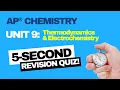 AP Chemistry Unit 9 Quiz 15 Multiple Choice Questions Thermodynamics Electrochemistry
