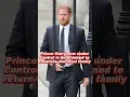 Prince Harry now under control is determined to return to the royal family