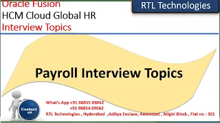 Oracle Fusion Cloud Payroll Interview Topics Real Time Training Placement Payroll Questions