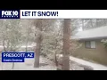 Snow falling in Prescott Arizona