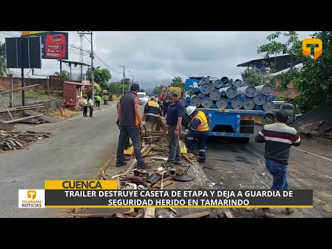 Tráiler impacta caseta de ETAPA y deja herido a guardia