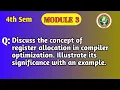 Register Allocation in Compiler Optimization with Example VTU BCS402 Module 3