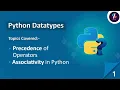 Python Tutorial for Beginners in Hindi Precedence Associativity of Operators in Python