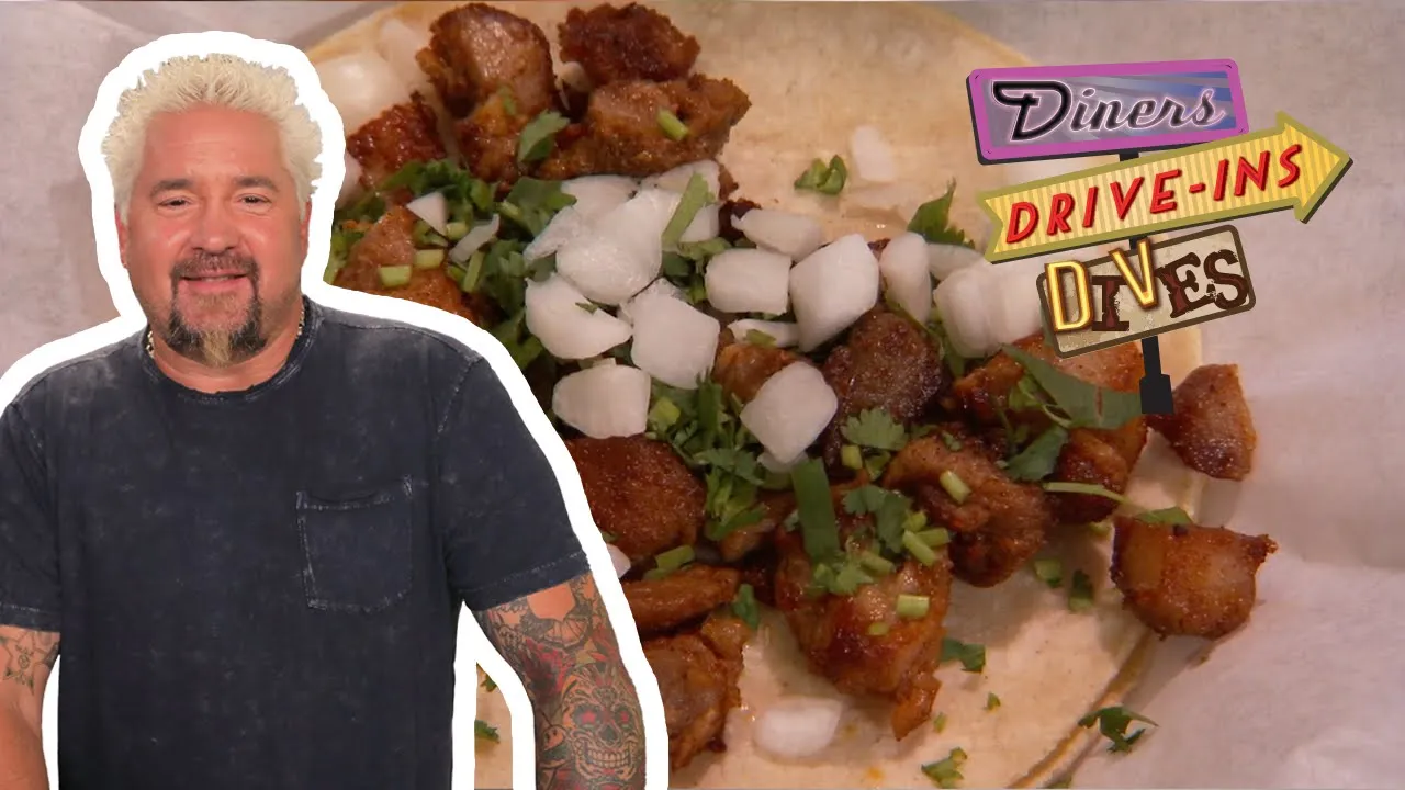 Guy Goes WILD for Carne Adovada Tacos & Shrimp Burrito   Diners, Drive-Ins and Dives   Food Network