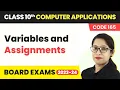 Variables and Assignments - Python Revision Class 10 Computer Applications Chapter 8 Code 165