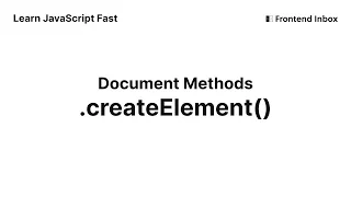 createElement - Document Methods