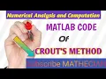 Crout s Method Matlab code System of equations By Afraz Hussain