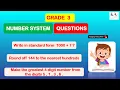 Number System Math questions and answers Class 3 Grade 3 Worksheet Number system maths quiz