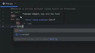 Reverse a string without slicing in Python