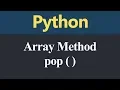 pop Method in Python Hindi