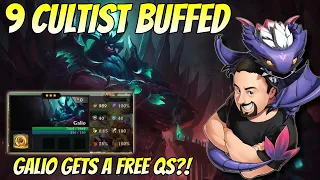 9 Cultist Buffed - Galio gets a free Quicksilver! | TFT Fates | Teamfight Tactics