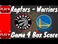 Toronto Raptors Golden State Warriors Game 4 Box Score NBA Finals June 7 2019