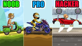hill climb racing 2 noob vs pro vs hacker