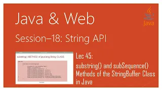 String API in Java substring and subSequence Methods of the StringBuffer Class in Java